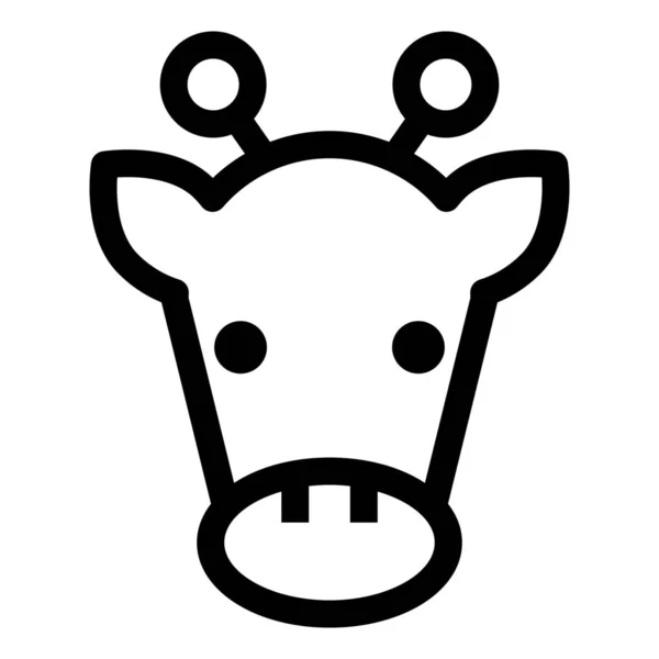 Jirafa Animal Icono Cara Jirafa Estilo Esquema — Vector de stock