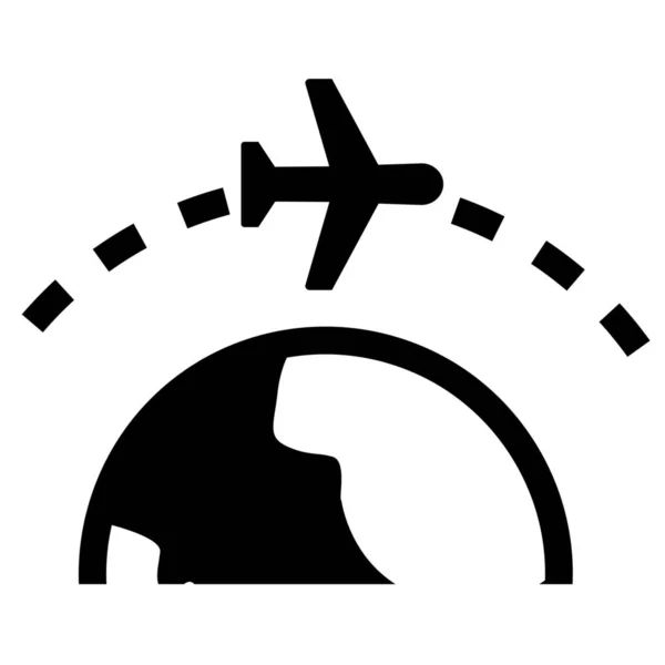 Aviazione Cerchio Rotonda Viaggio Icona Stile Solido — Vettoriale Stock
