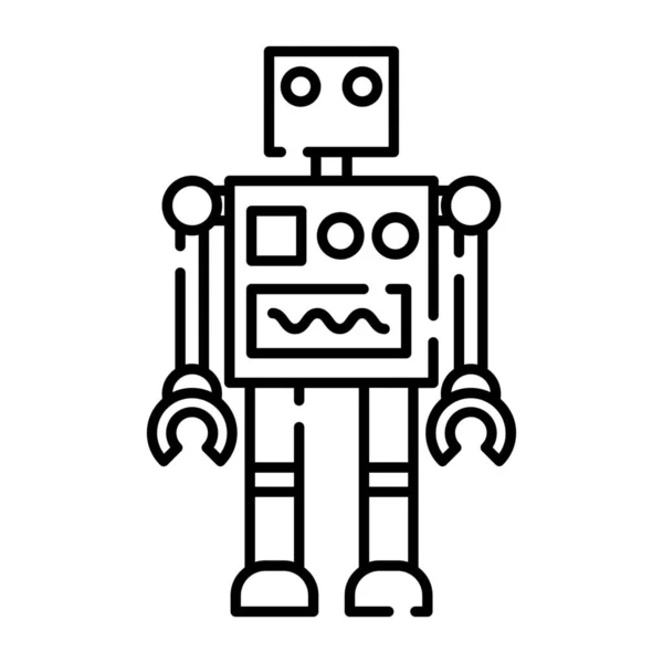 Gyermekkori Műanyag Robot Ikon Körvonalazott Stílusban — Stock Vector