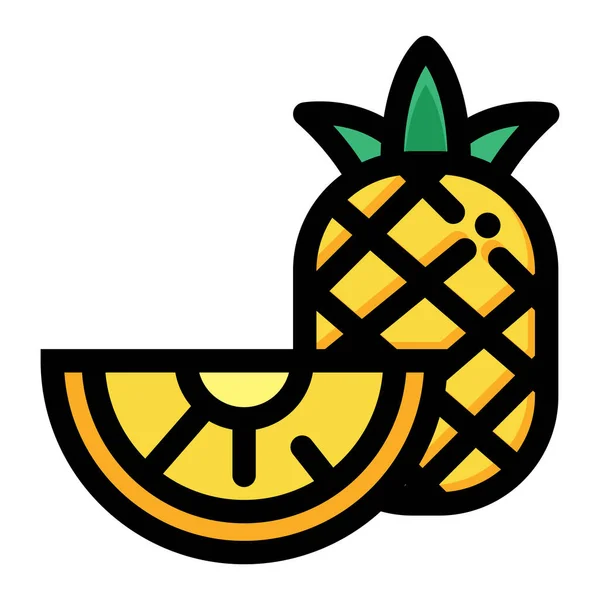 Frisches Obst Die Hälfte Des Ananas Symbols Stil Der Gefüllten — Stockvektor