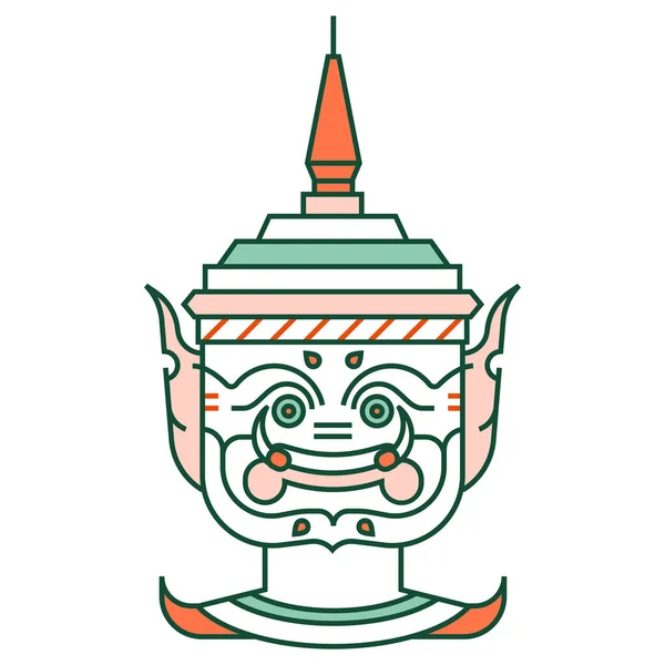 Kultur Gigant Khon Ikone Stil Ausgefüllter Umrisse — Stockvektor