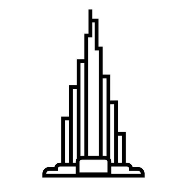 Architektur Gebäude Burj Khalifa Ikone Umriss Stil — Stockvektor