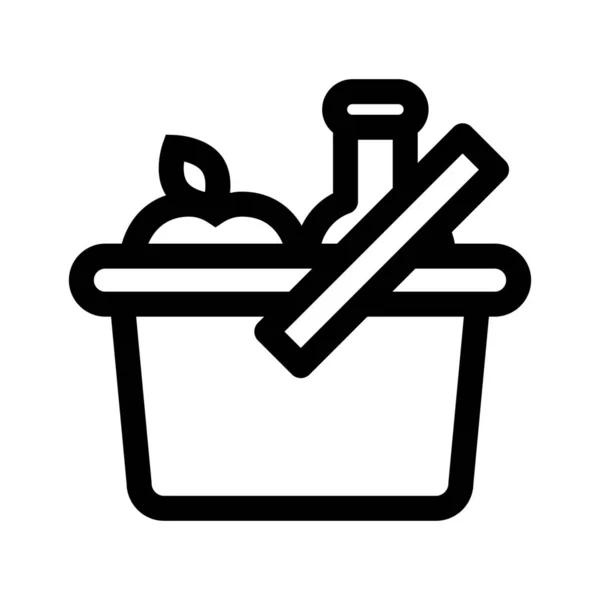 Basket Camping Food Icon Outline Style - Stok Vektor