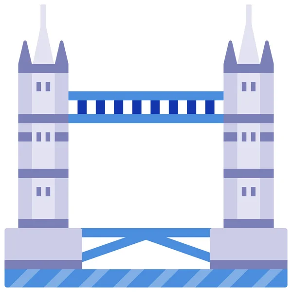 Puente Icono Referencia Inglaterra Estilo Plano — Archivo Imágenes Vectoriales