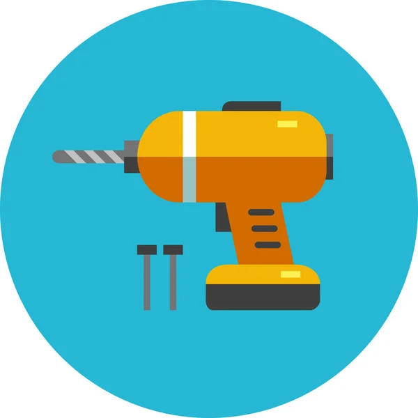 Drill Engineering Equipment Icon Flat Style — Stock Vector