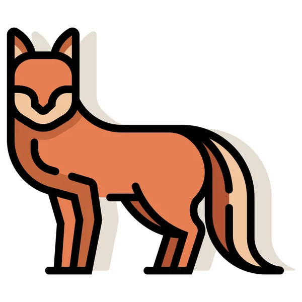 Animal Renard Poilu Icône Dans Style Contour Rempli — Image vectorielle