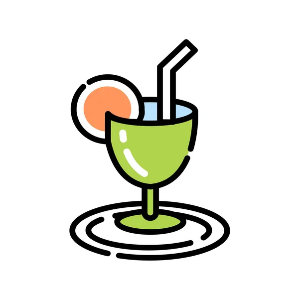 Alkohol Cocktails Drink Ikone Filled Outline Stil — Stockvektor