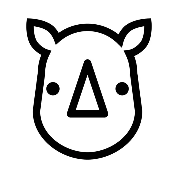 Corne Rhino Rhino Icône Visage Dans Style Contour — Image vectorielle