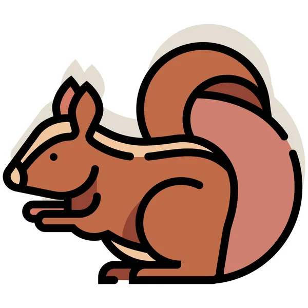 Animal Furry Squirrel Icon Filled Outline Style — Stock Vector