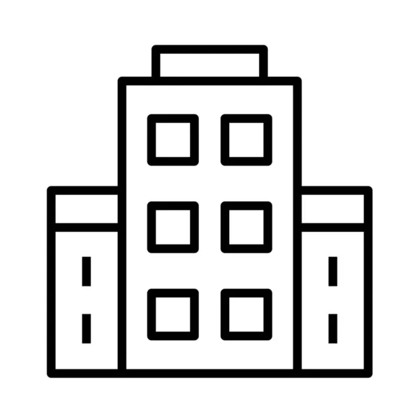 Membangun Ikon Hotel Building018 Dalam Gaya Outline - Stok Vektor