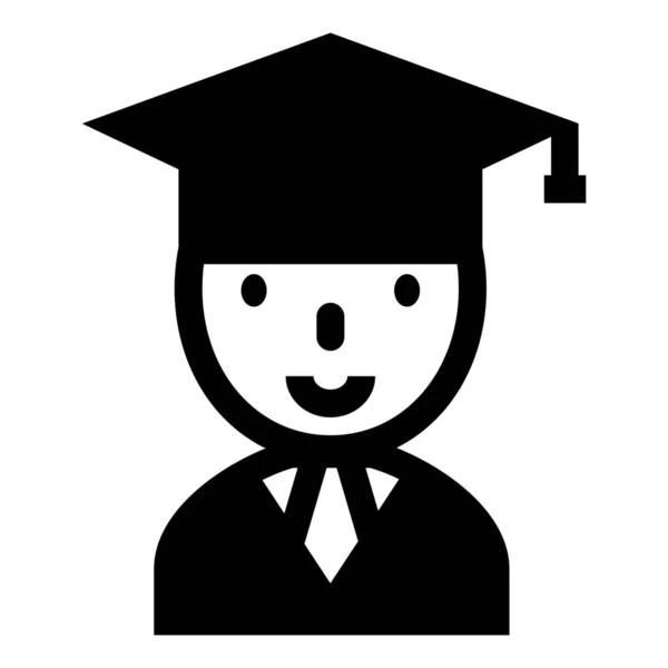 Avatar Graduado Graduado Estudiante Icono Estilo Sólido — Archivo Imágenes Vectoriales