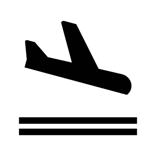 Llegó Icono Vuelo Aviación Estilo Sólido — Archivo Imágenes Vectoriales