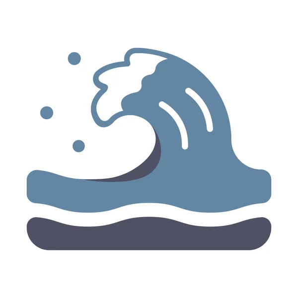 Catastrophe Flowing Sea Icon Flat Style — Stock Vector