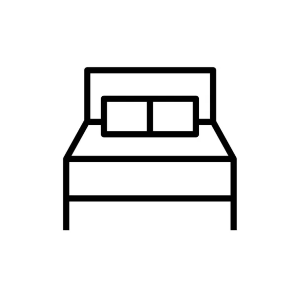 Cama Bed003 Icono Del Dormitorio Estilo Esquema — Vector de stock