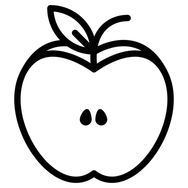 苹果新鲜水果图标的轮廓风格 — 图库矢量图片