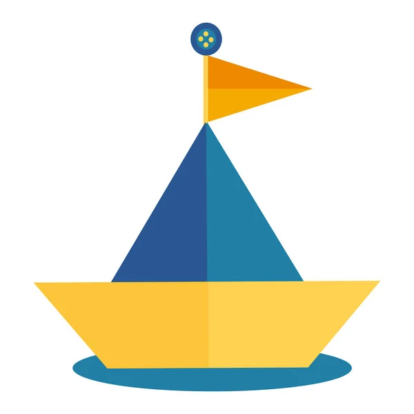 Boat Origami Paper Icon Flat Style — Stock Vector