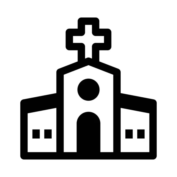 Budování Ikony Křesťanského Kostela Pevném Stylu — Stockový vektor