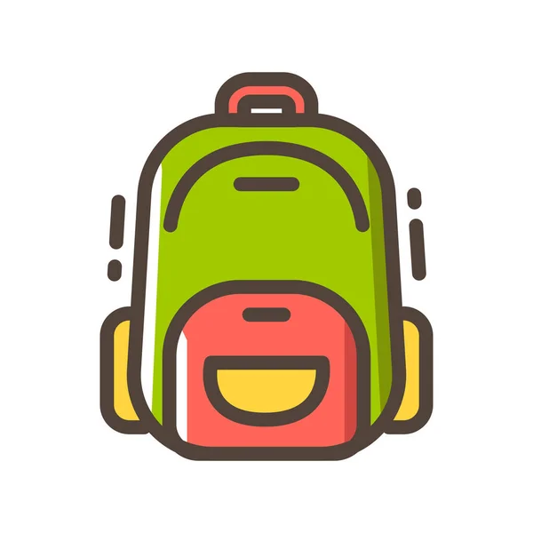 Mochila Mochilero Senderismo Icono Estilo Contorno Lleno — Vector de stock