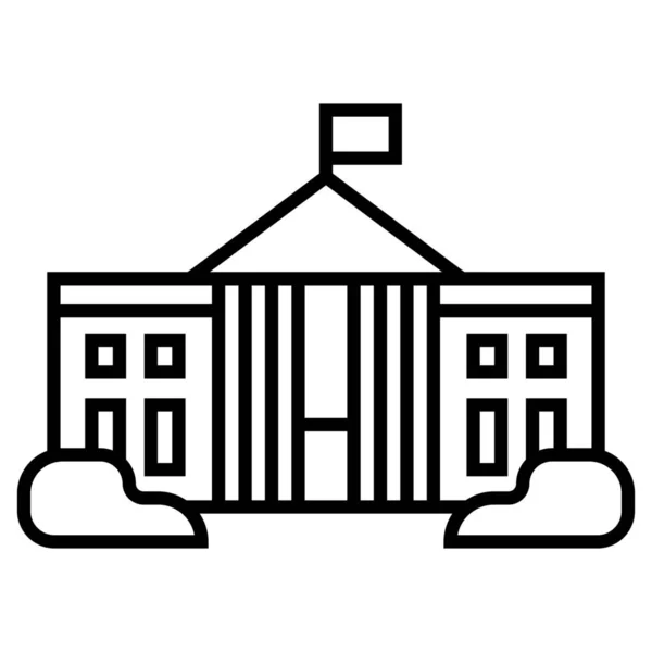 Bâtiment Icône Emblématique Gouvernement Dans Style Contour — Image vectorielle