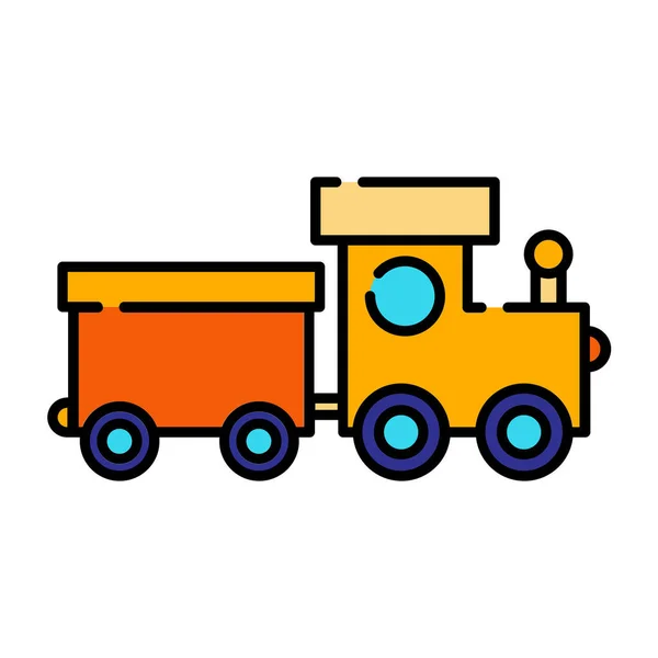 Children Railway Toy Icon Filled Outline Style — Stock Vector