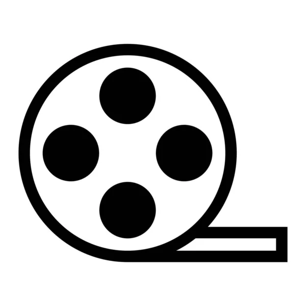 Carrete Película Cine Icono Tira Película Estilo Esquema — Vector de stock