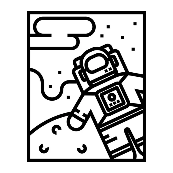 Astronauta Icono Descubrimiento Astronomía Estilo Esquema — Vector de stock