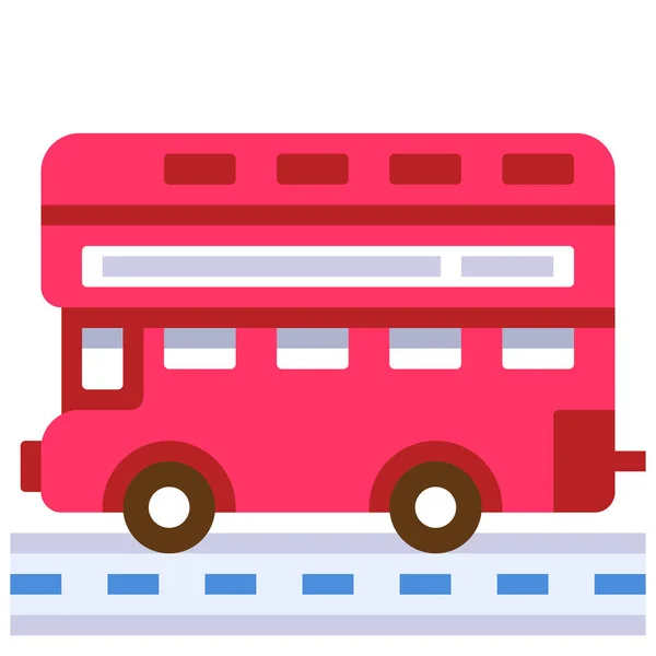 Βρετανικό Λεωφορείο Αγγλικό Εικονίδιο Επίπεδο Στυλ — Διανυσματικό Αρχείο
