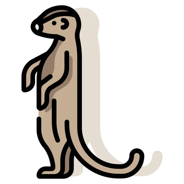填充轮廓风格的动物哺乳动物Meerkat图标 — 图库矢量图片