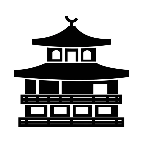 Japonés Arquitectura Kinkakuji Templo Popular Edificio Icono Estilo Sólido — Vector de stock