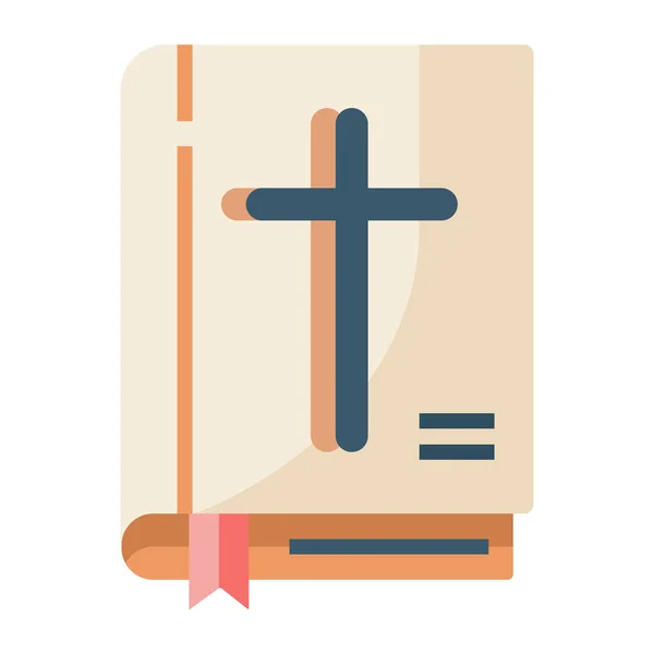 Livre Bible Icône Christ Dans Style Plat — Image vectorielle