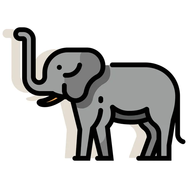 África Animal Elefante Icono Estilo Contorno Lleno — Vector de stock