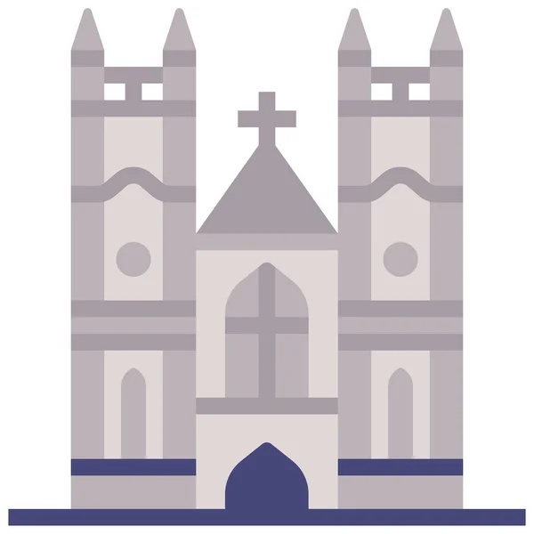 建築英国の大聖堂のアイコンフラットスタイル — ストックベクタ