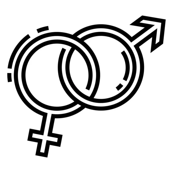 女性异性恋图标 轮廓风格 — 图库矢量图片