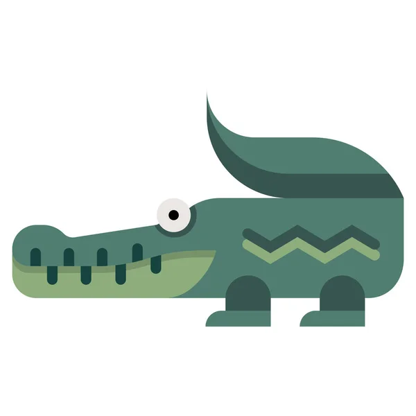 Alligator Amfibische Dier Pictogram Platte Stijl — Stockvector