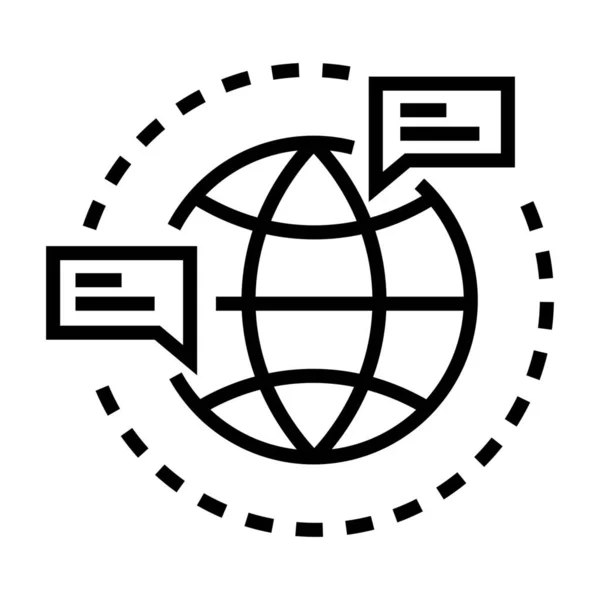 Icona Globale Della Connessione Comunicazione Stile Outline — Vettoriale Stock