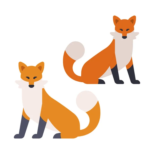 日本的动物狐狸图标 平面风格 — 图库矢量图片