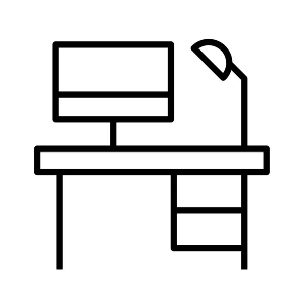 Schreibtischdesk002 Möbelsymbol Outline Stil — Stockvektor