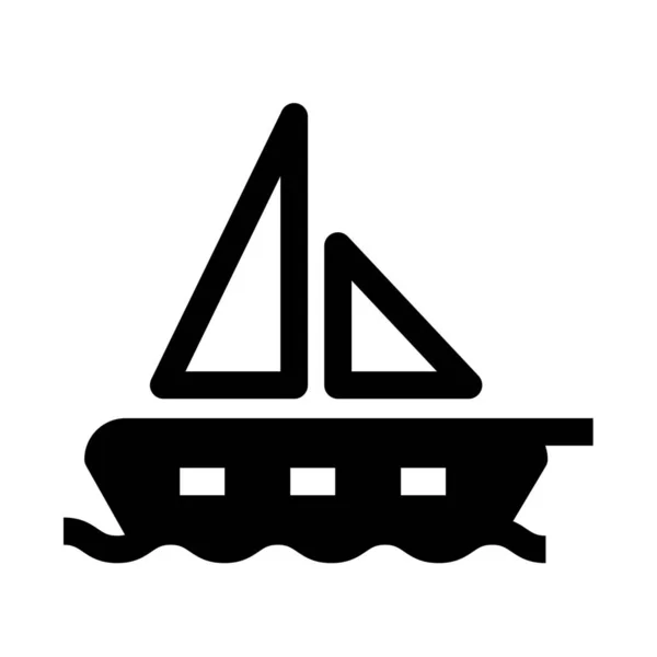 ソリッドスタイルでボート帆船アイコンを帆 — ストックベクタ