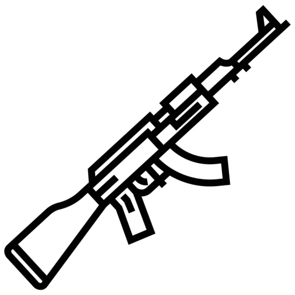 Armádní Útočná Puška Automatické Ikony Stylu Osnovy — Stockový vektor