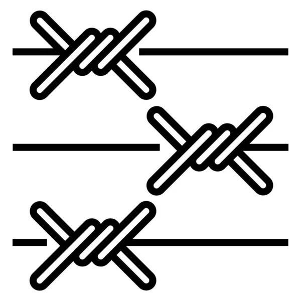Ikona Granicy Bariery Drutu Kolczastego Stylu Zarysu — Wektor stockowy