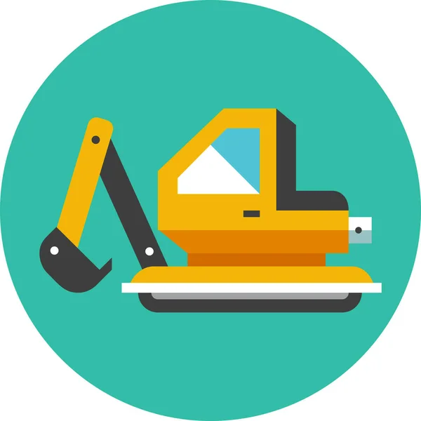Bulldozer Construction Excavator Icon Flat Style — Stock Vector