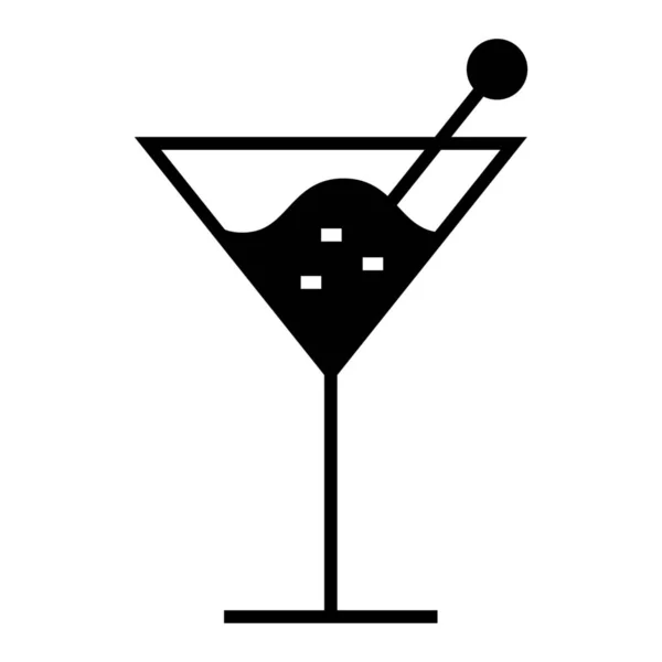 Alkohol Cocktail Glas Ikone Soliden Stil — Stockvektor