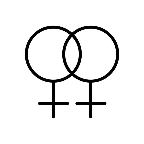 Vrouwelijk Geslacht Symbool Pictogram Contouren Stijl — Stockvector