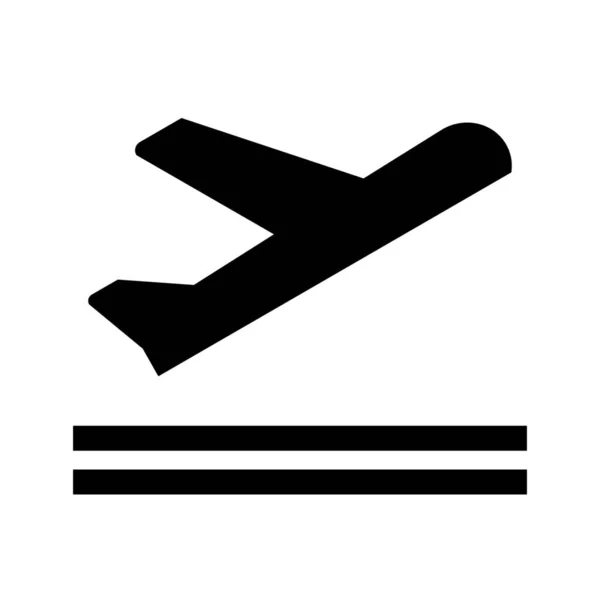 Uçak Kalkış Uçuş Simgesi Katı Stil — Stok Vektör