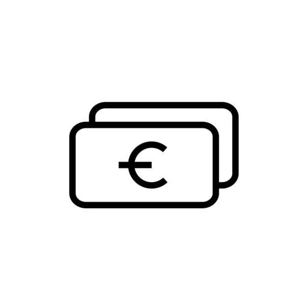 Ikona Gotówki Gotówce Euro Zarysie — Wektor stockowy