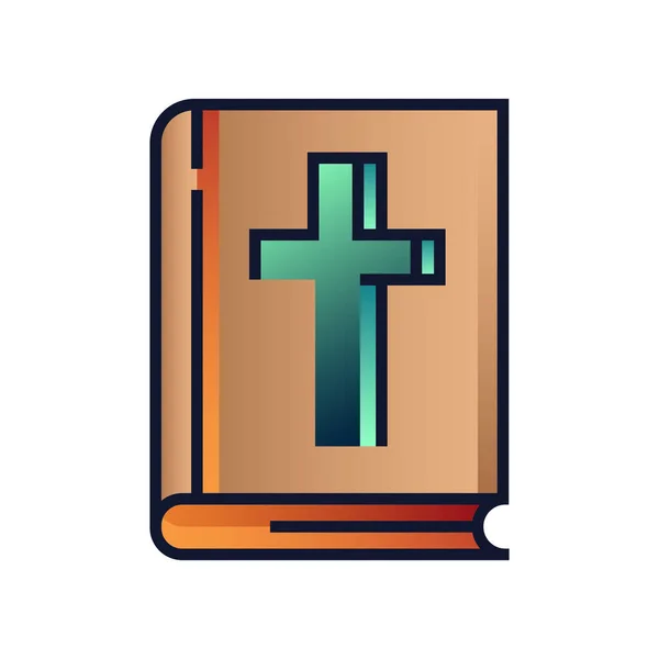 Livre Bible Icône Catholique Dans Style Contour Rempli — Image vectorielle