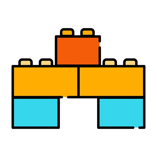 Будівельна Іграшка Кубик Шматок Значок Заповненому Контурі Стилі — стоковий вектор