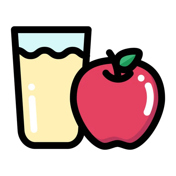 Manzana Manzana Fruta Zumo Manzana Icono Estilo Contorno Lleno — Vector de stock