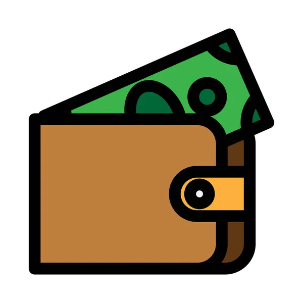 Billfold Comercio Icono Financiero Estilo Contorno Lleno — Vector de stock