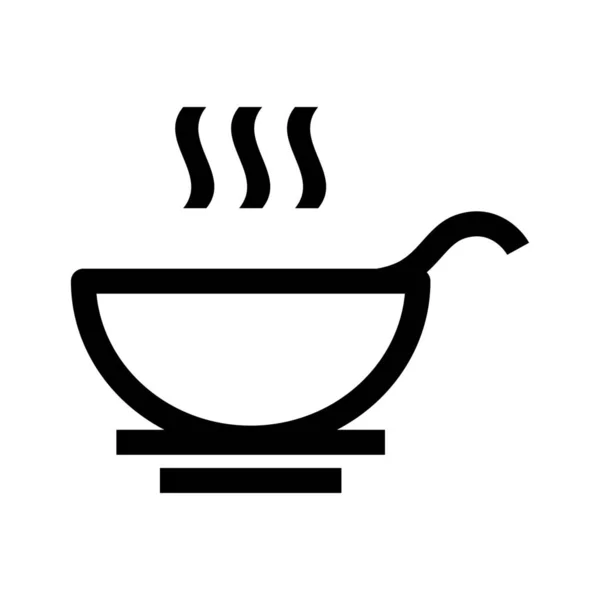 Μπολ Τροφίμων Ζεστό Γεύμα Εικονίδιο Στυλ Περίγραμμα — Διανυσματικό Αρχείο